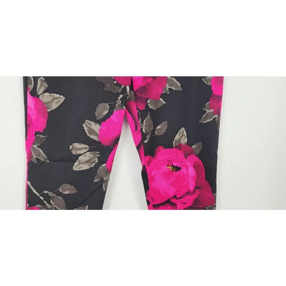 Trina Turk style 169506 Pants‎ Floral Black Pink Cut 6469 Size 6 Casual Office